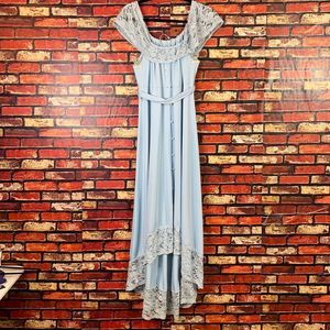 🔥XL Baby Blue Lace High-Low Dress